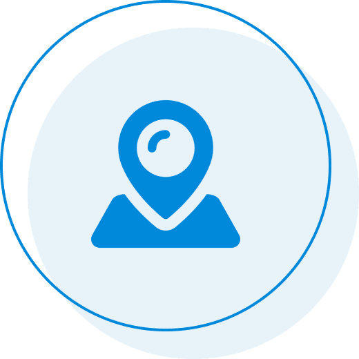 About - 2 A blue icon with an image of a person 's location.